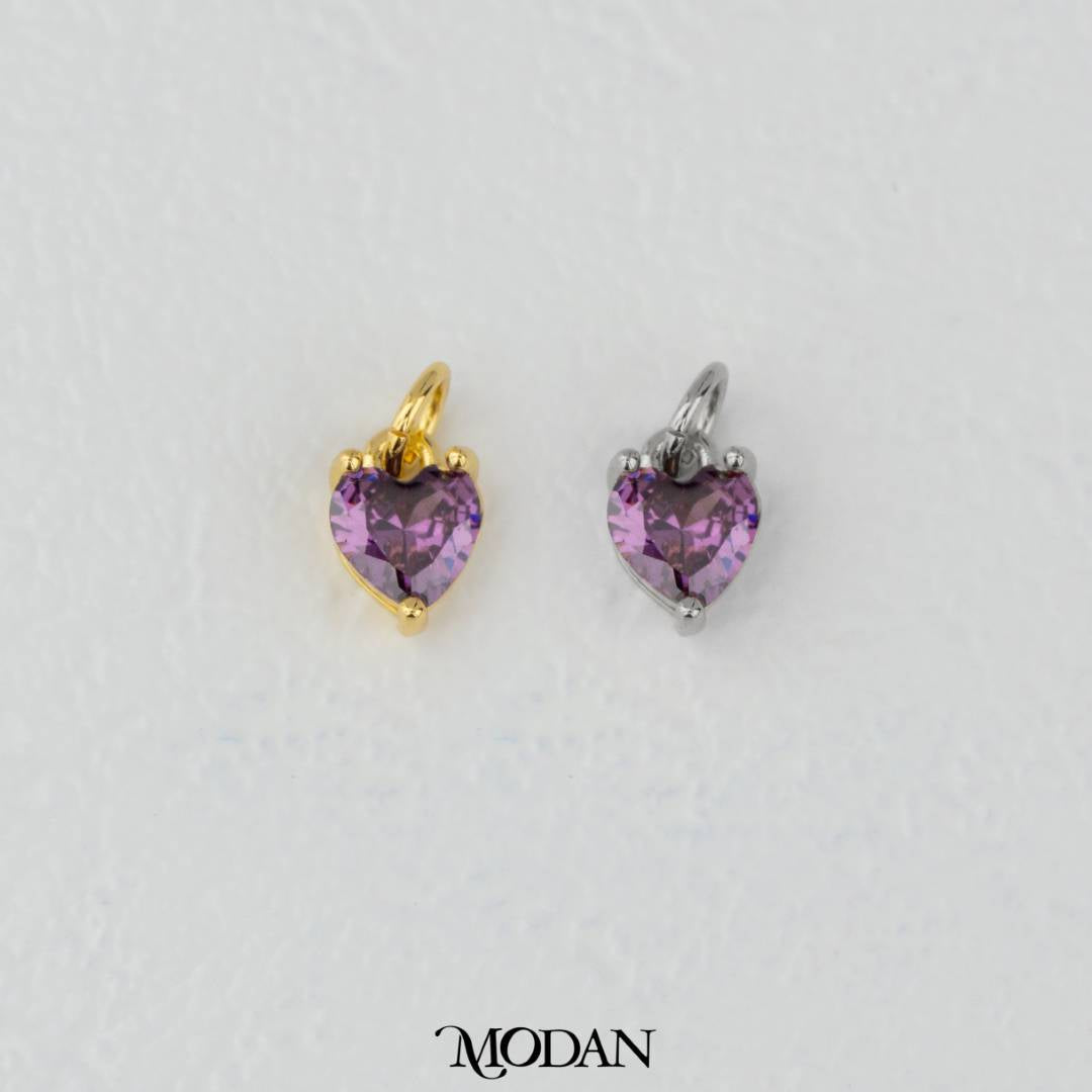 Colorful Sparkling Zirconia Love Heart DIY Charm Liontin Hati Kilau Warna Warni Hypoallergenic Gold Filled