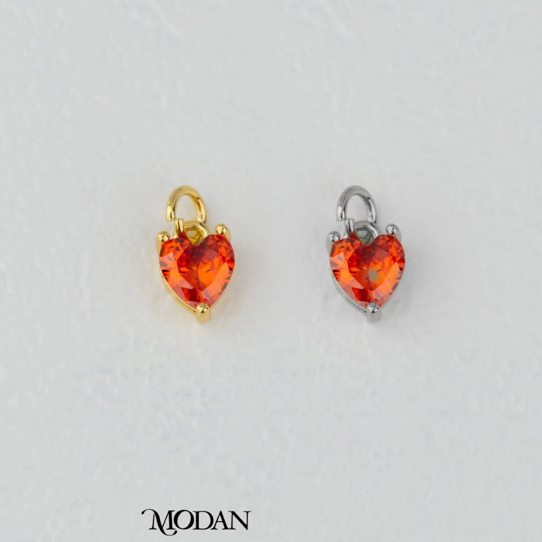 Colorful Sparkling Zirconia Love Heart DIY Charm Liontin Hati Kilau Warna Warni Hypoallergenic Gold Filled
