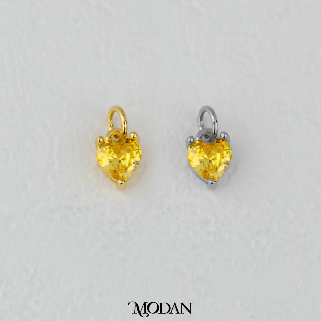Colorful Sparkling Zirconia Love Heart DIY Charm Liontin Hati Kilau Warna Warni Hypoallergenic Gold Filled