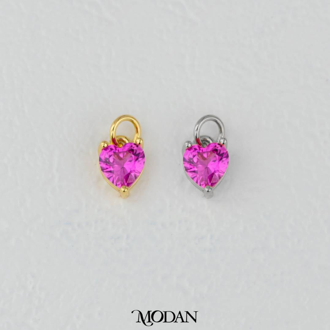 Colorful Sparkling Zirconia Love Heart DIY Charm Liontin Hati Kilau Warna Warni Hypoallergenic Gold Filled