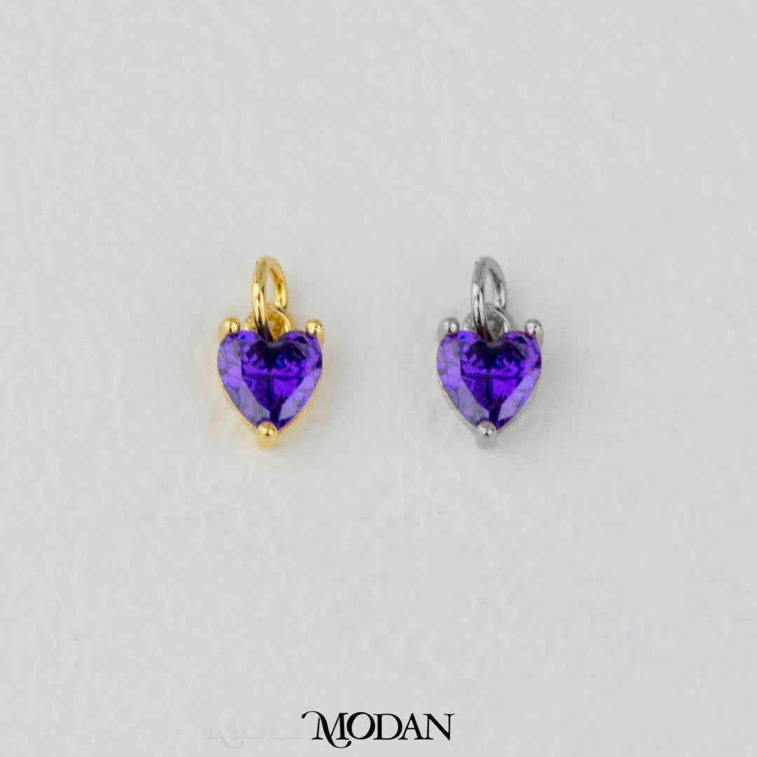 Colorful Sparkling Zirconia Love Heart DIY Charm Liontin Hati Kilau Warna Warni Hypoallergenic Gold Filled