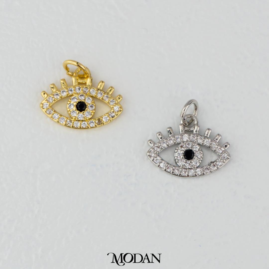 Sparkling Micro Paved Evil Eye Charm DIY Charm Liontin Mata Iblis Berlian Pasir Hypoallergenic Gold Filled
