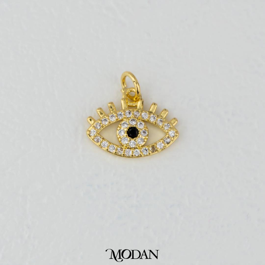 Sparkling Micro Paved Evil Eye Charm DIY Charm Liontin Mata Iblis Berlian Pasir Hypoallergenic Gold Filled