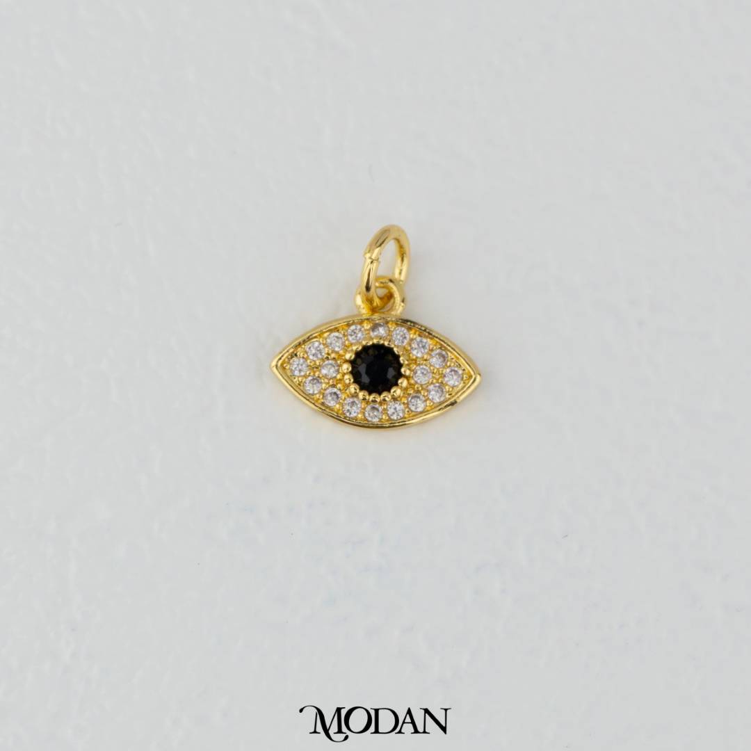 Simple Micro Paved Evil Eye Charm DIY Charm Liontin Mata Iblis Berlian Pasir Hypoallergenic Gold Filled