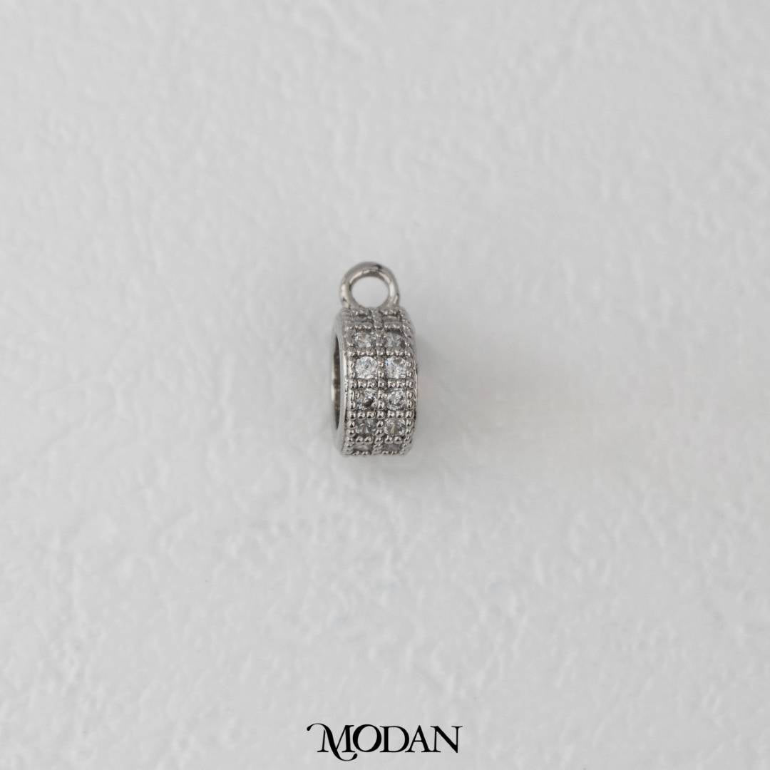 Geometric Round Sparkling Zirconia Charm DIY Charm Liontin Bulat Hypoallergenic Gold Filled