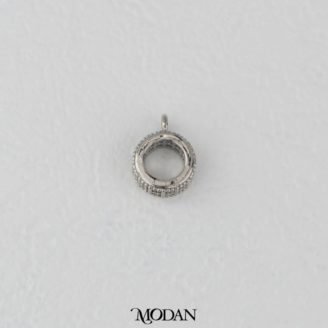 Geometric Round Sparkling Zirconia Charm DIY Charm Liontin Bulat Hypoallergenic Gold Filled