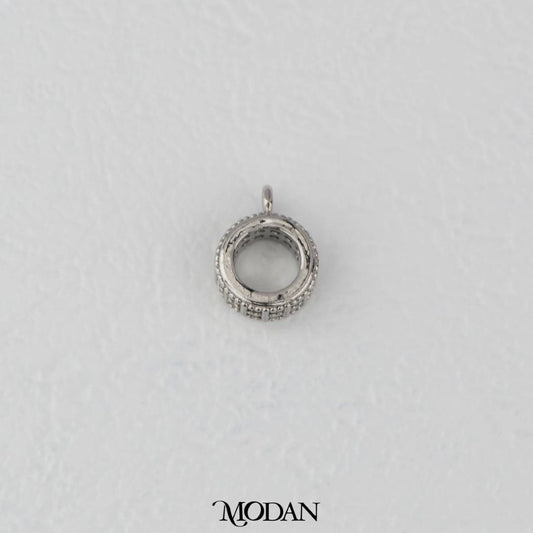 Geometric Round Sparkling Zirconia Charm DIY Charm Liontin Bulat Hypoallergenic Gold Filled