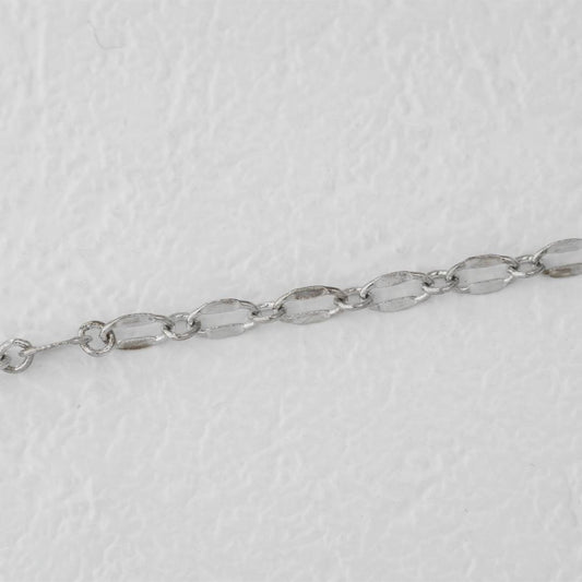(1meter) Plain Silver Oval Chain Unfinished DIY Chain Rantai Kalung Gelang Pecah Kopi Meteran Hypoallergenic Gold Filled