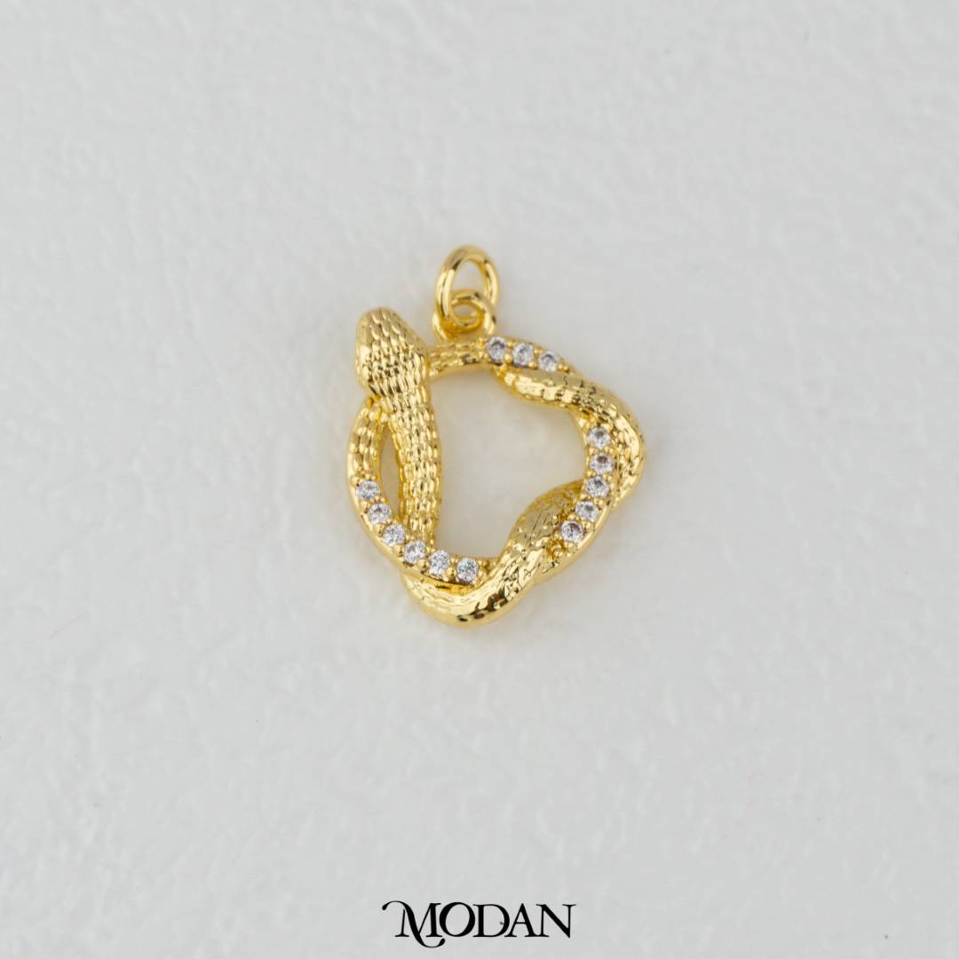 Snake Open Circular Charm DIY Charm Liontin Ular Hypoallergenic Gold Filled