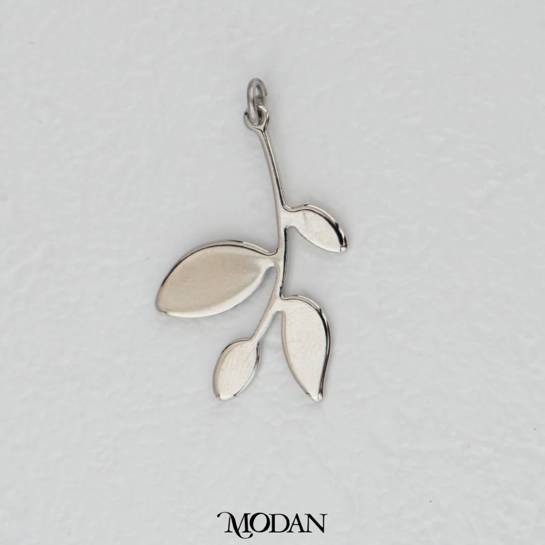 Plain Leaf Stem Charm DIY Charm Liontin Tangkai Daun Polos Hypoallergenic Gold Filled