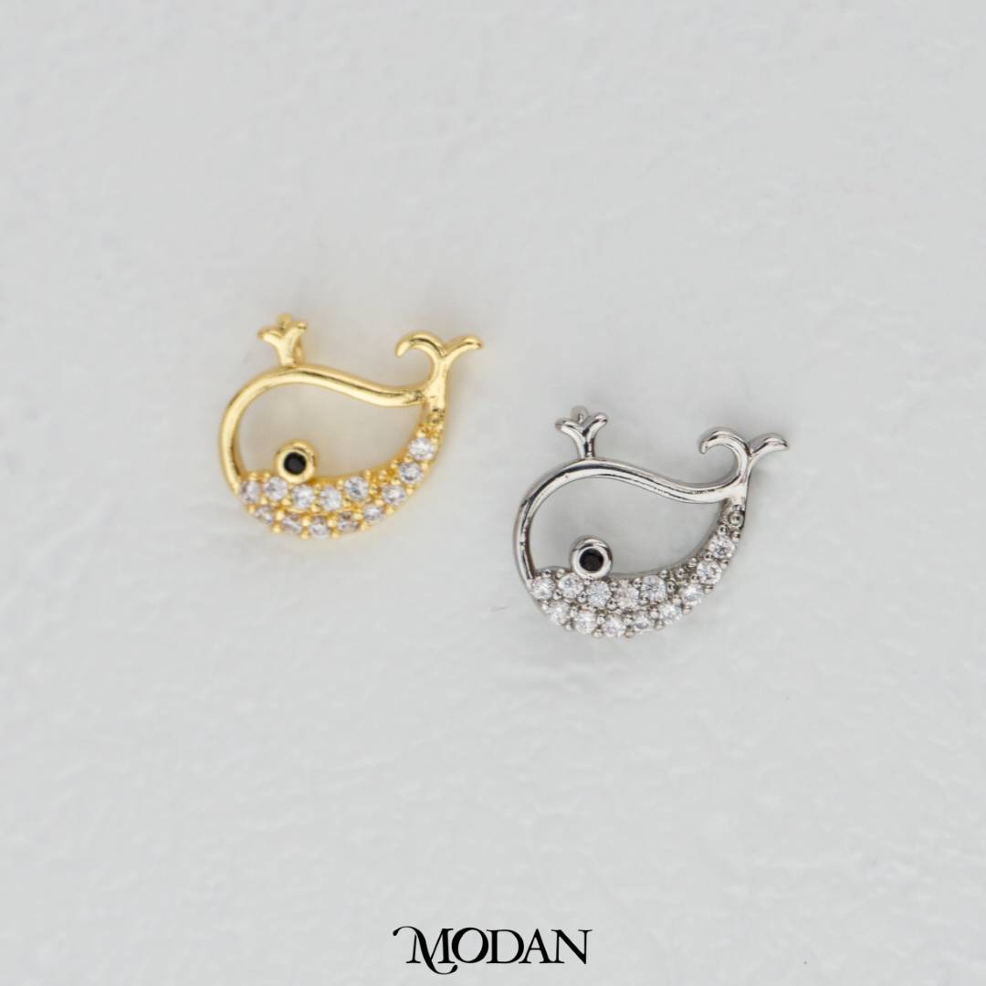 Cute Whale Charm DIY Charm Liontin Paus Kecil Lucu Hypoallergenic Gold Filled