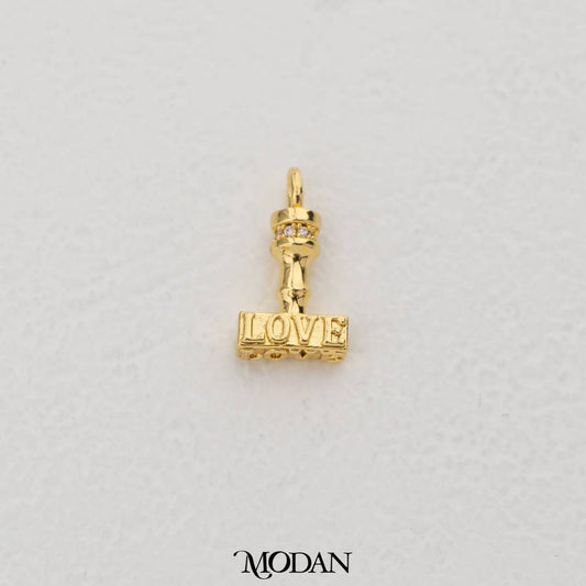 3D Love Hammer Statement Charm DIY Charm Liontin Palu Cinta Hypoallergenic Gold Filled