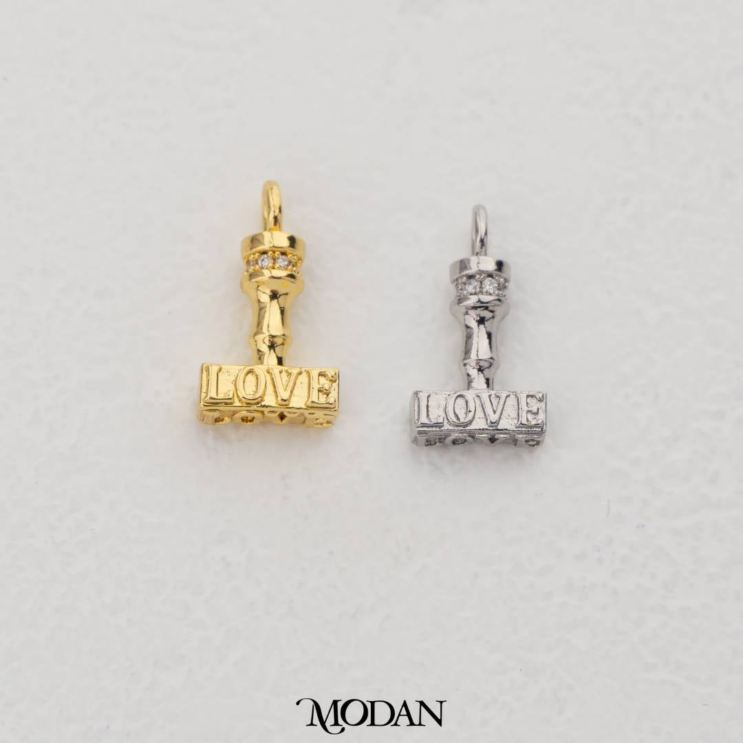 3D Love Hammer Statement Charm DIY Charm Liontin Palu Cinta Hypoallergenic Gold Filled