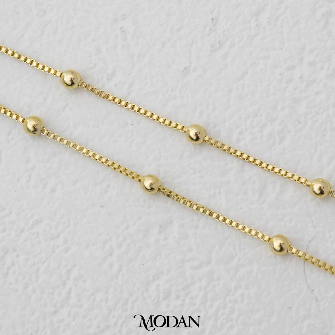 41cm Golden Plain Satellite Chain DIY Rantai Kalung Biji Lada Polos Hypoallergenic Gold Plated
