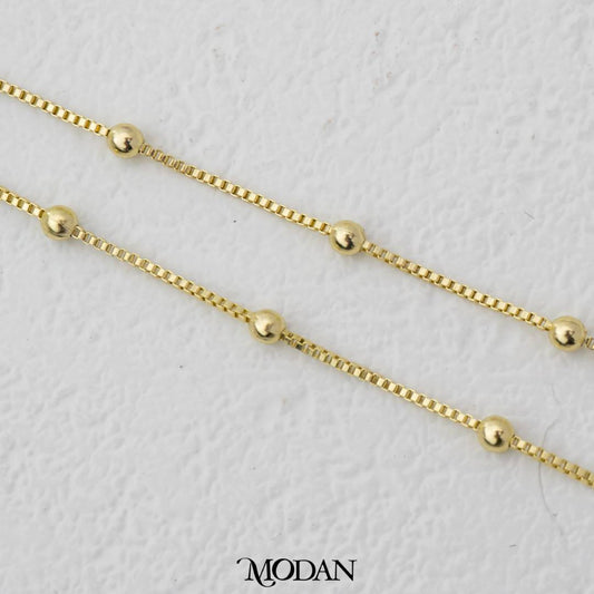 46cm Golden Plain Satellite Chain DIY Rantai Kalung Biji Lada Polos Hypoallergenic Gold Plated