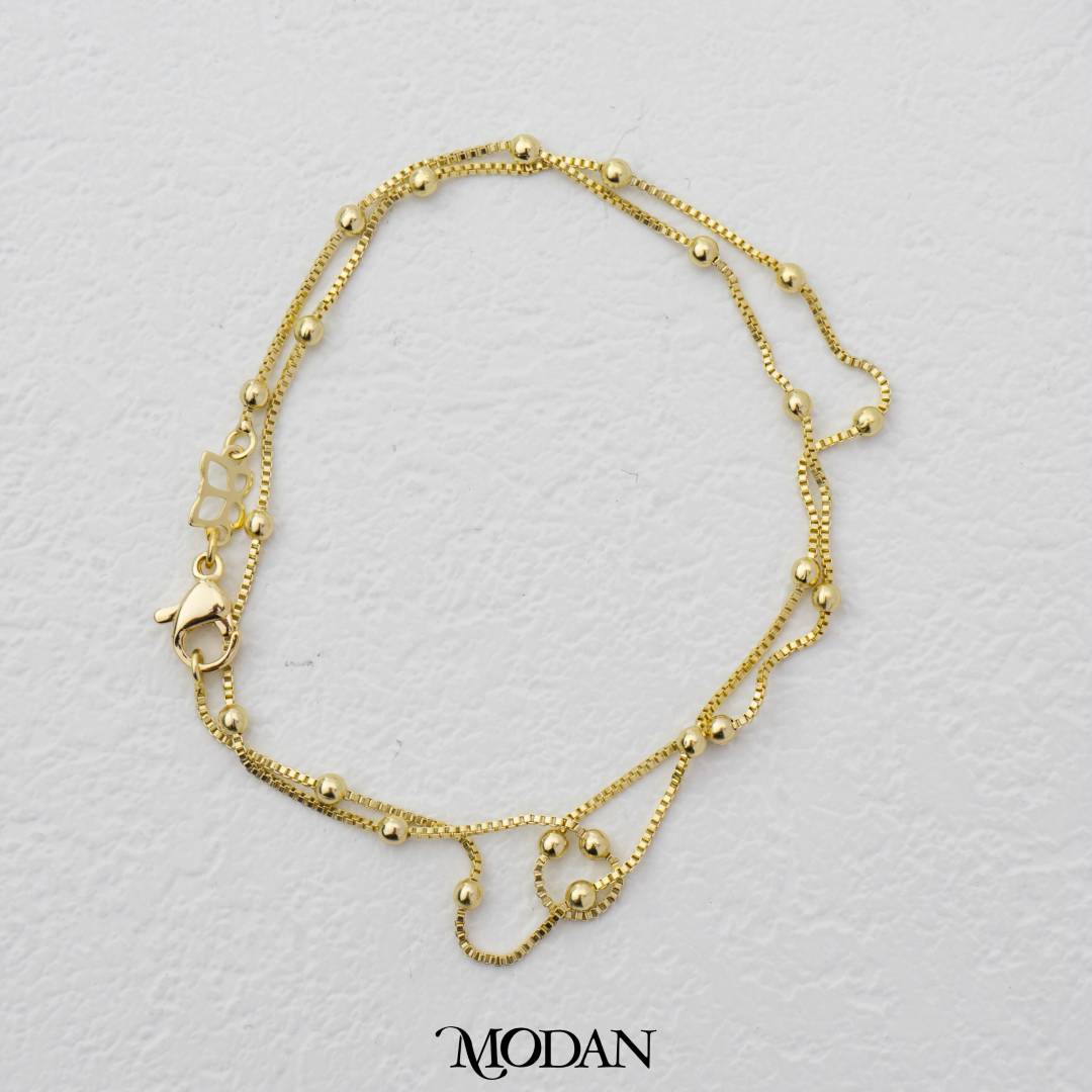 41cm Golden Plain Satellite Chain DIY Rantai Kalung Biji Lada Polos Hypoallergenic Gold Plated