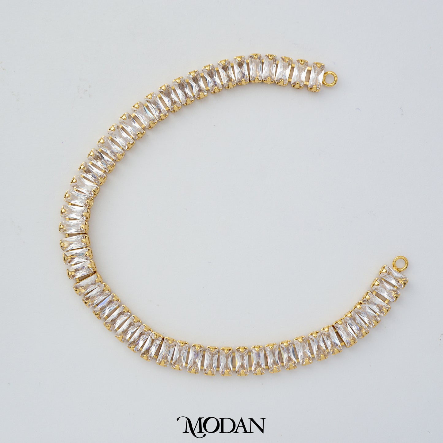 Sparkling Colorful/Clear/Pink Baguette Tennis DIY Connector Liontin Berlian Pesta Hypoallergenic Gold Filled
