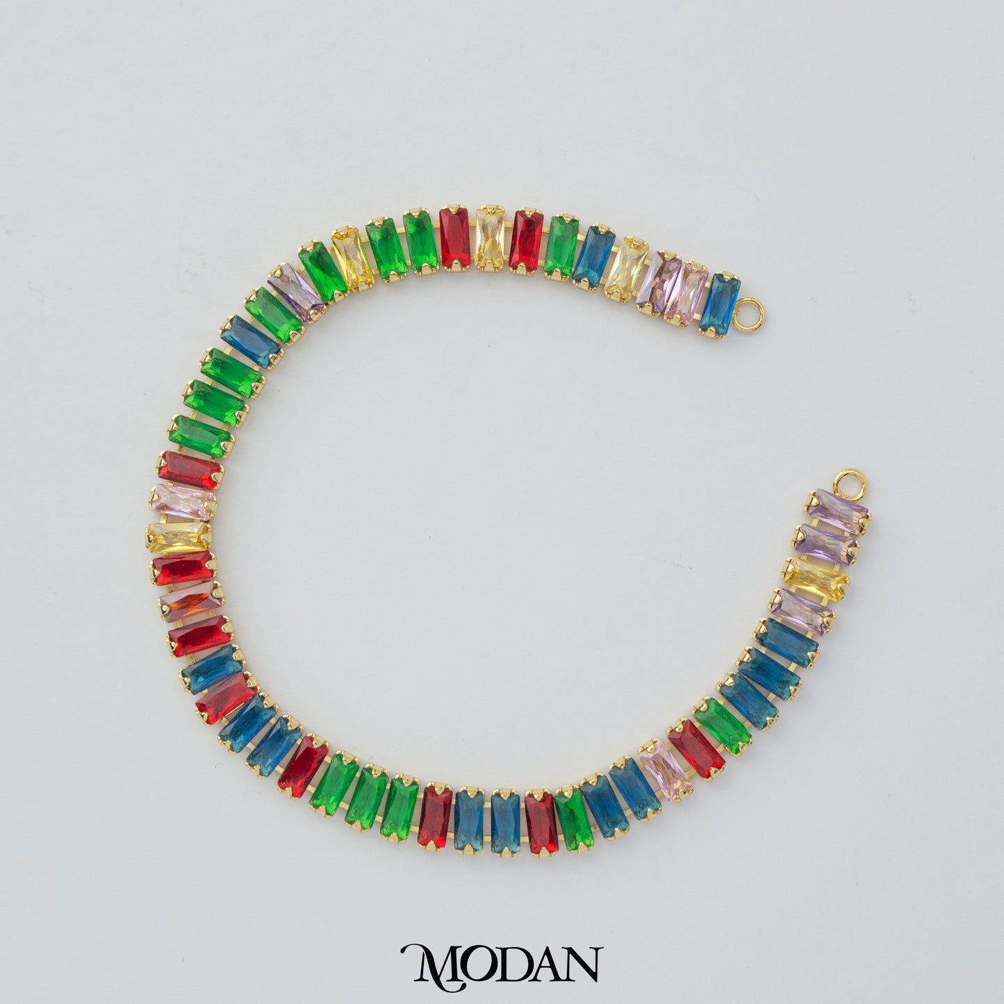 Sparkling Colorful/Clear/Pink Baguette Tennis DIY Connector Liontin Berlian Pesta Hypoallergenic Gold Filled