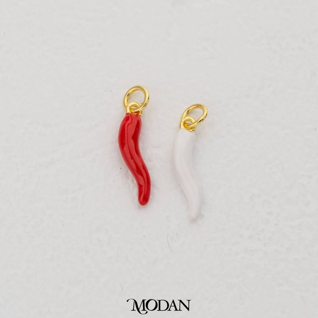 Red and White Enamel Chili Charm DIY Charm Liontin Cabai Hypoallergenic Gold Filled