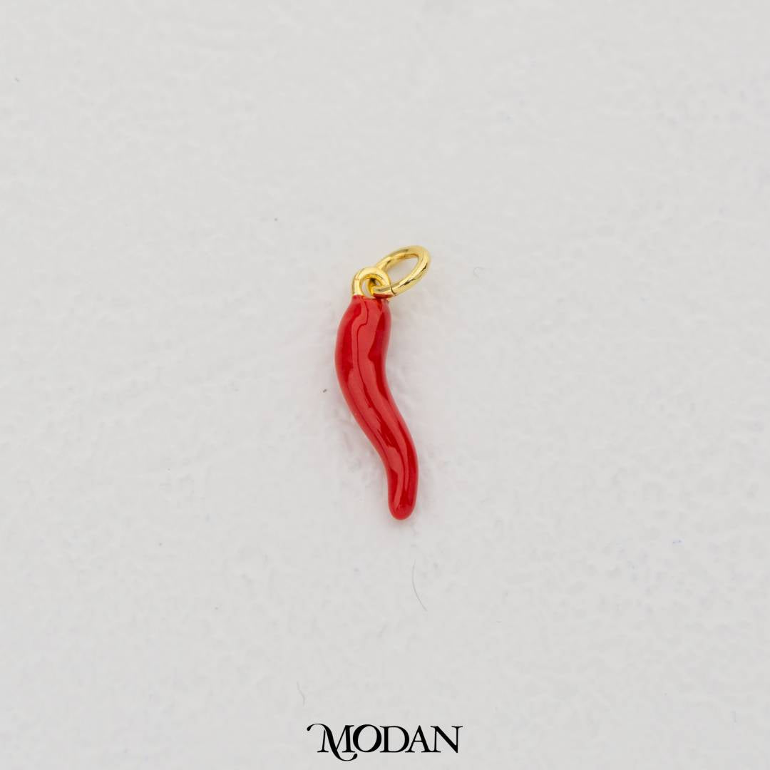 Red and White Enamel Chili Charm DIY Charm Liontin Cabai Hypoallergenic Gold Filled