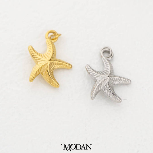 Textured Starfish Ocean Charm DIY Charm Liontin Bintang Laut Hypoallergenic Stainless Steel