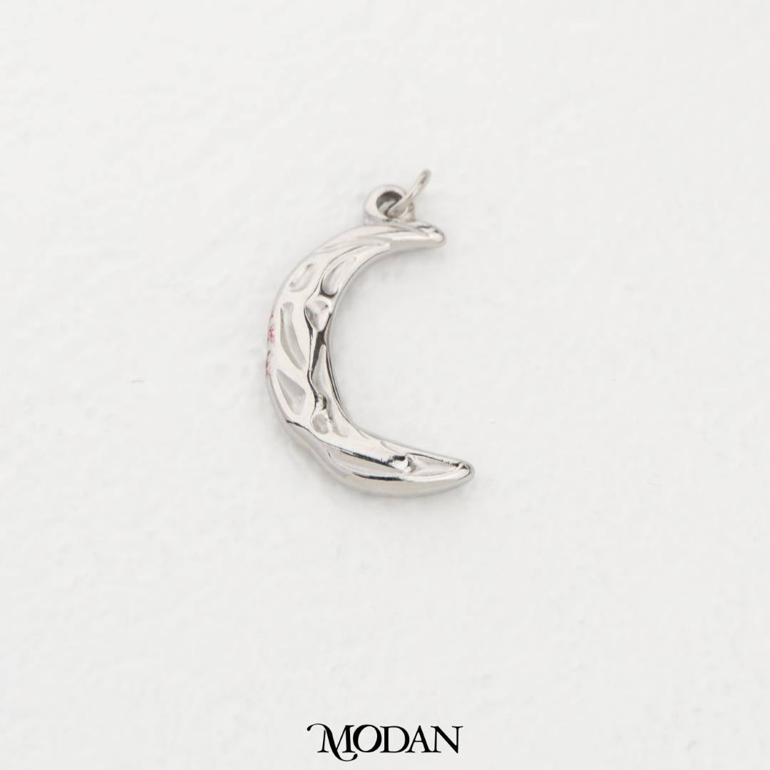 Plain Textured Crescent Moon DIY Charm Liontin Bulan Sabit Hypoallergenic Stainless Steel