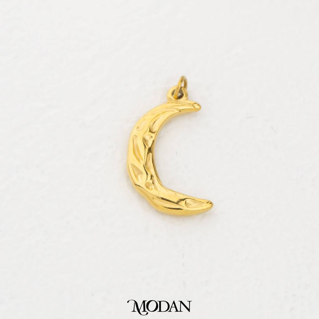 Plain Textured Crescent Moon DIY Charm Liontin Bulan Sabit Hypoallergenic Stainless Steel