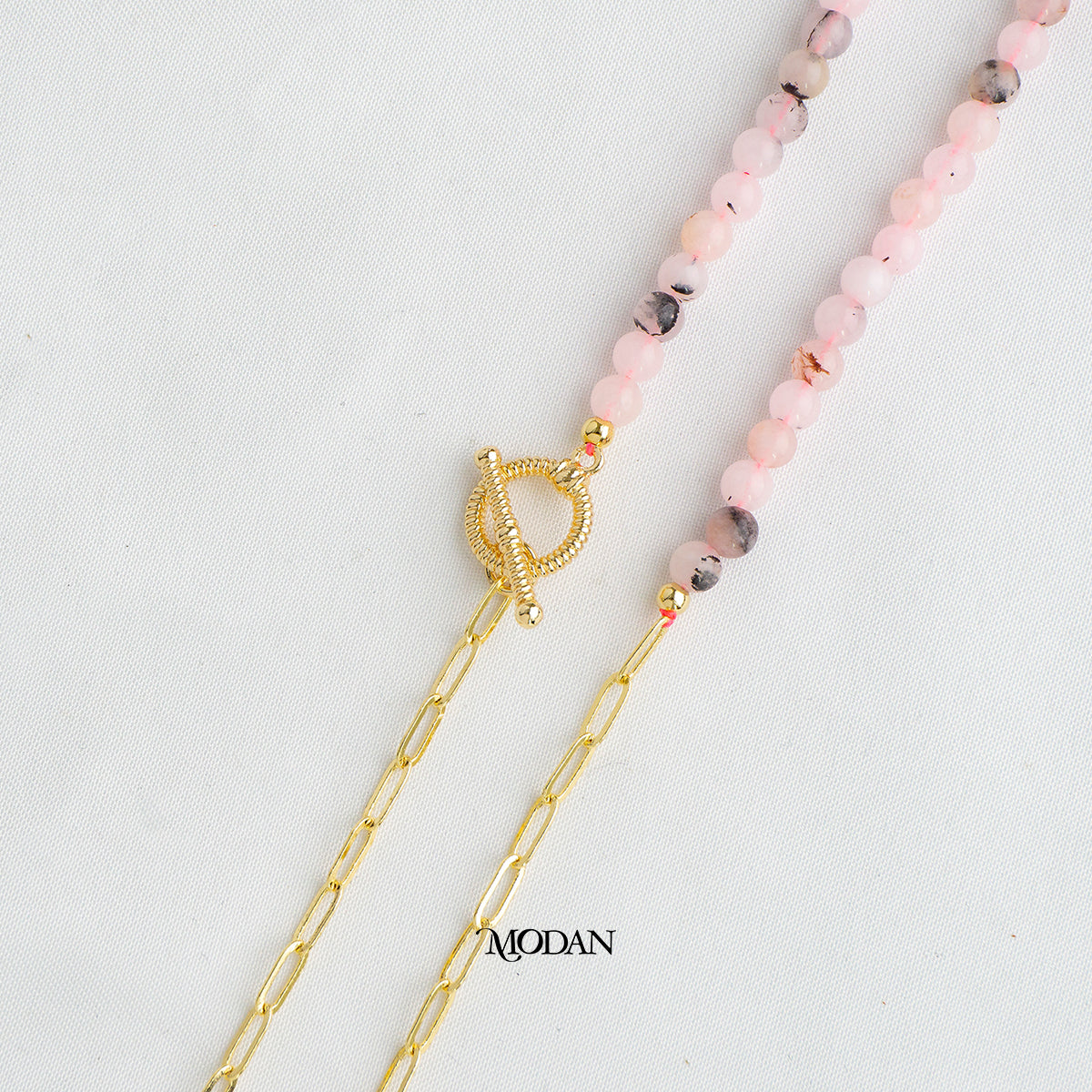 4mm Black Pink Clear Beaded Paperclip Necklace Kalung Manik Crystal Hypoallergenic Gold Plated