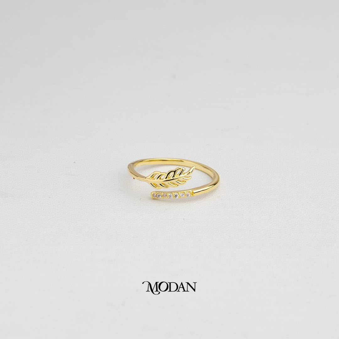 Minimalist Leaf Ring Cincin Daun Minimalis Hypoallergenic Gold Plated