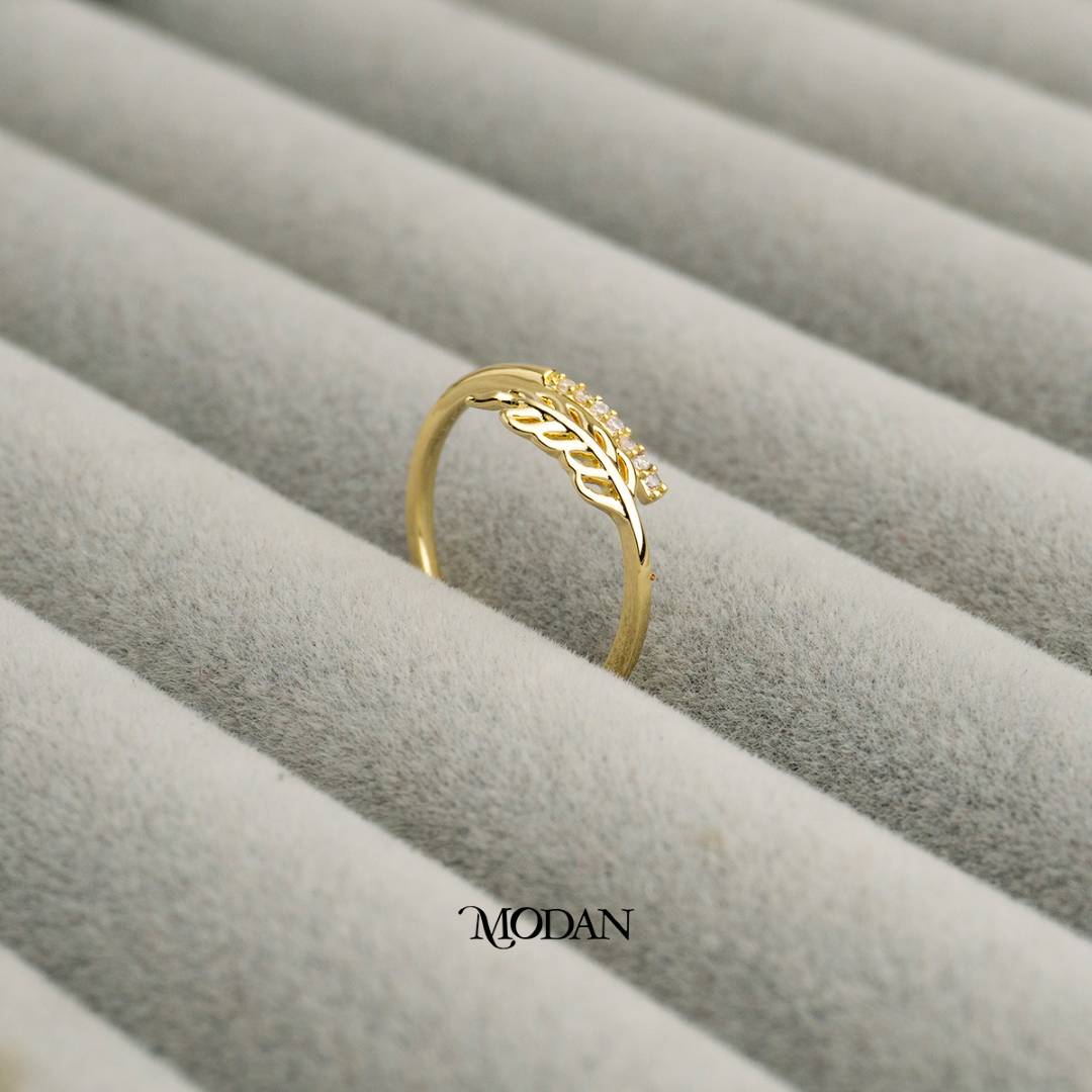 Minimalist Leaf Ring Cincin Daun Minimalis Hypoallergenic Gold Plated