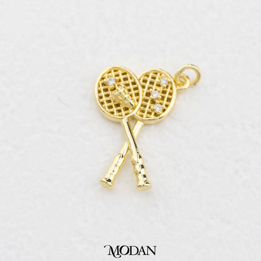 Badminton Sport Charm DIY Charm Liontin Bulu Tangkis Hypoallergenic Gold Filled