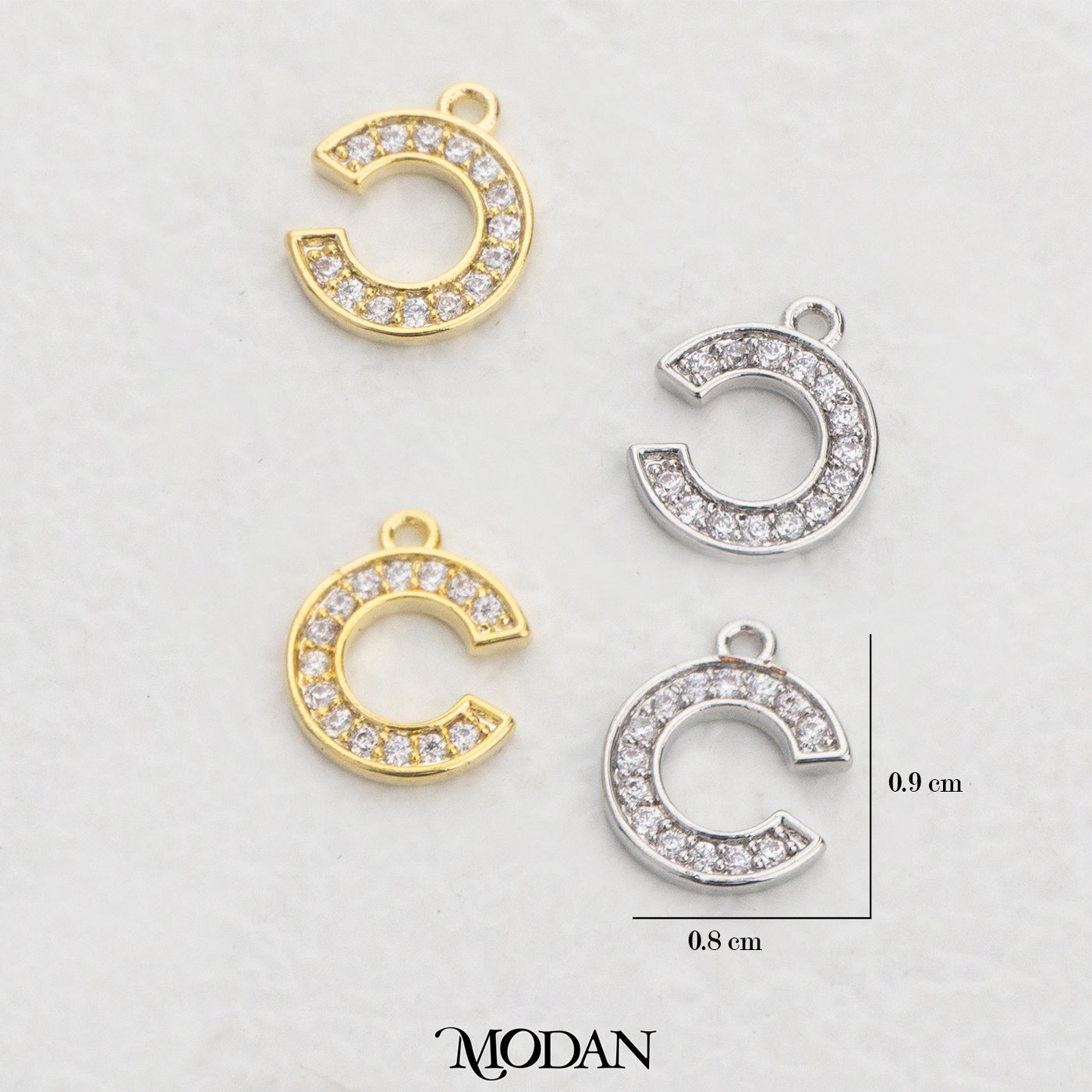 Minimalist Semi-Circle Zirconia Charm DIY Charm Liontin Setengah Lingkaran Hypoallergenic Gold Filled