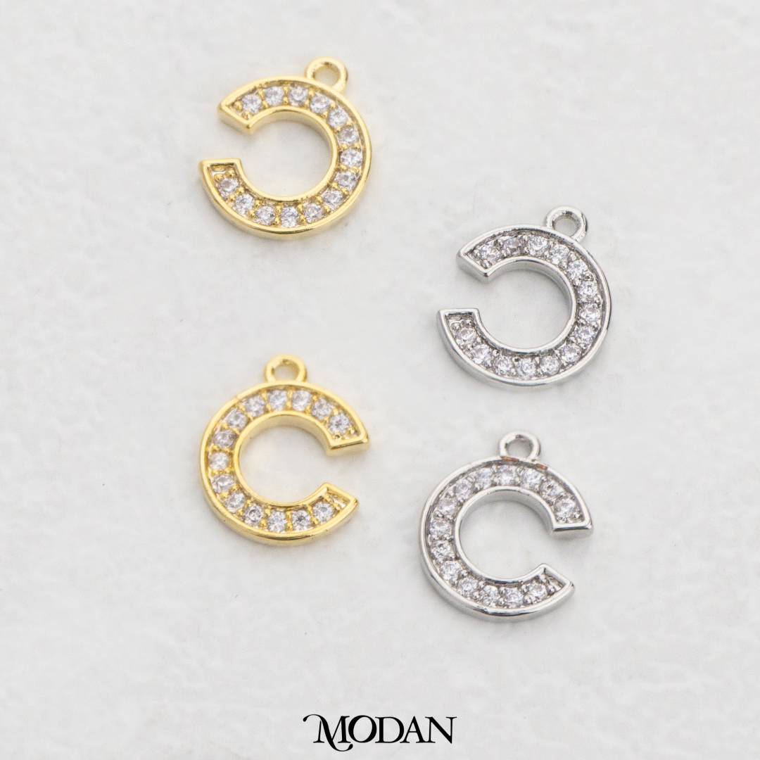 Minimalist Semi-Circle Zirconia Charm DIY Charm Liontin Setengah Lingkaran Hypoallergenic Gold Filled