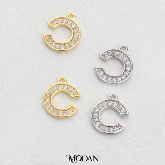 Minimalist Semi-Circle Zirconia Charm DIY Charm Liontin Setengah Lingkaran Hypoallergenic Gold Filled
