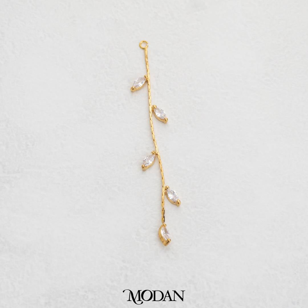 Long Box Chain Leaf Zirconia DIY Charm Liontin Daun Panjang Hypoallergenic Gold Filled
