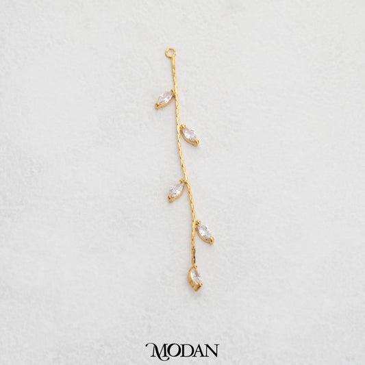 Long Box Chain Leaf Zirconia DIY Charm Liontin Daun Panjang Hypoallergenic Gold Filled