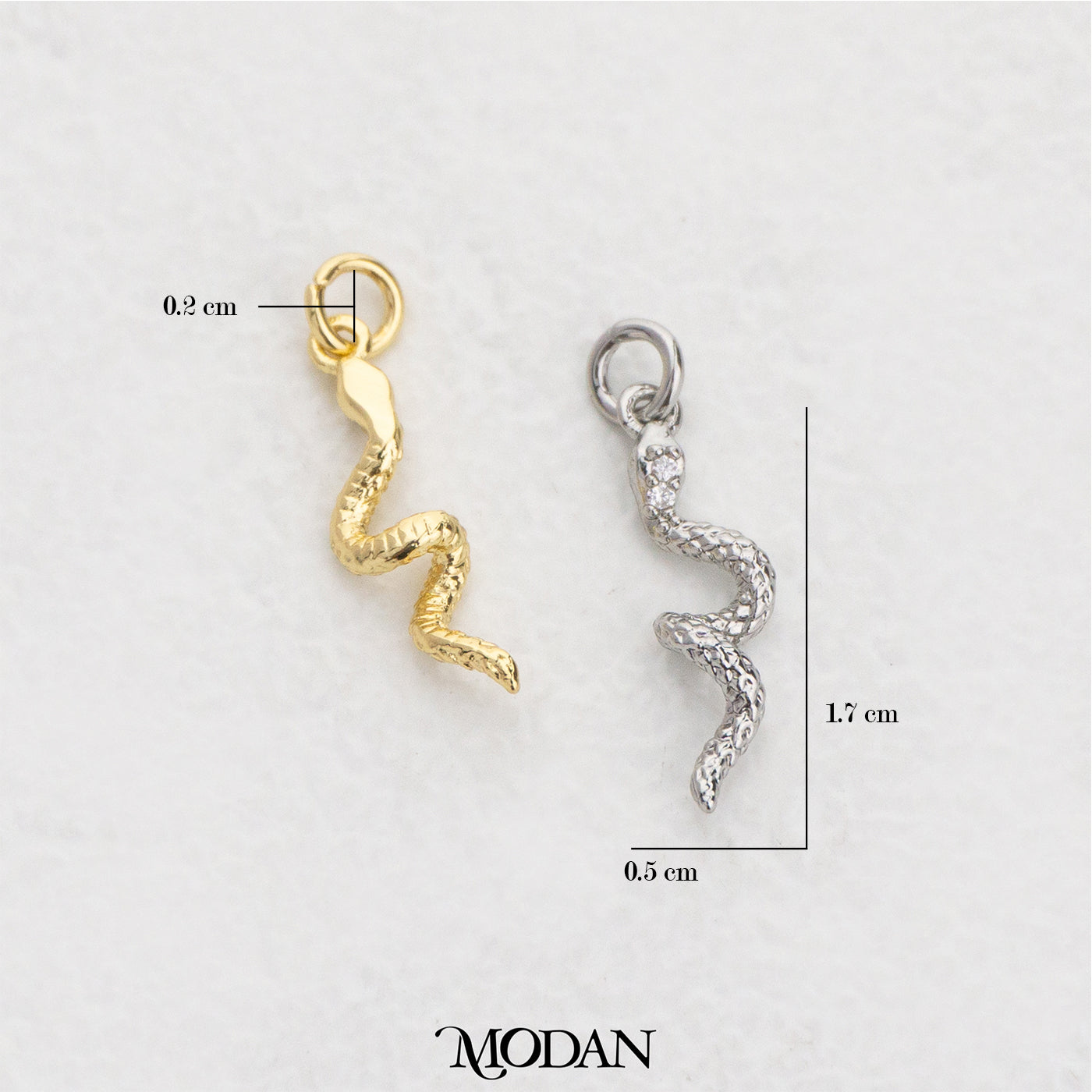 Snake Twisted Textured Animal DIY Charm Liontin Ular Tekstur Hypoallergenic Gold Filled