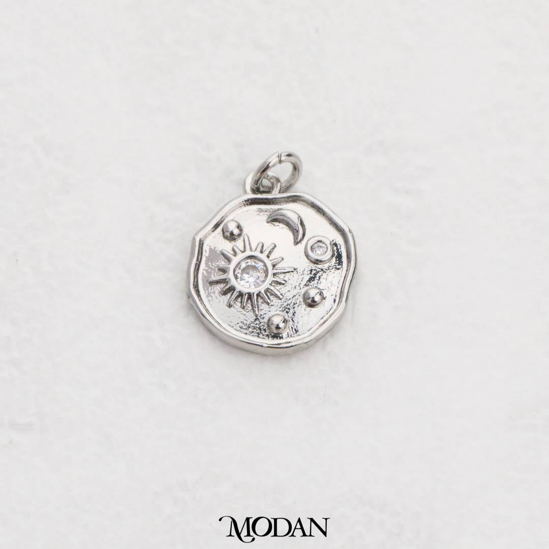 Irregular Celestial Moon Sun Coin DIY Charm Liontin Matahari Bulan Hypoallergenic Gold Filled