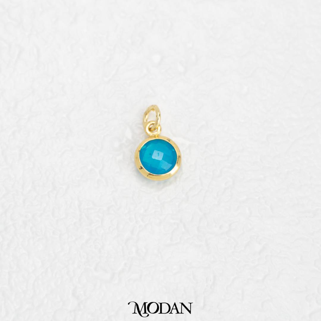 Faceted Birthstone Charm DIY Charm Liontin Bulat Bulan Lahir Warna Warni Hypoallergenic Gold Filled