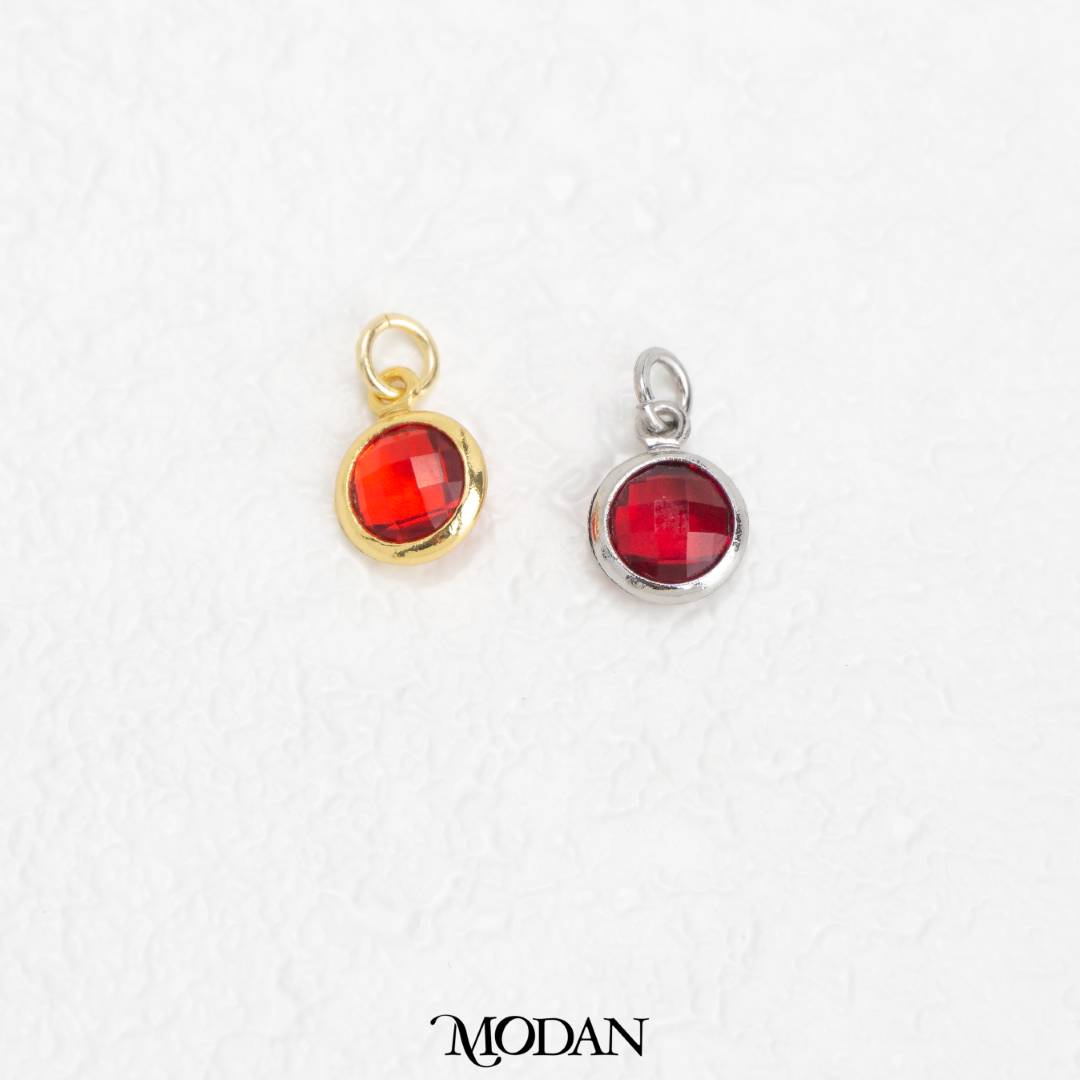 Faceted Birthstone Charm DIY Charm Liontin Bulat Bulan Lahir Warna Warni Hypoallergenic Gold Filled