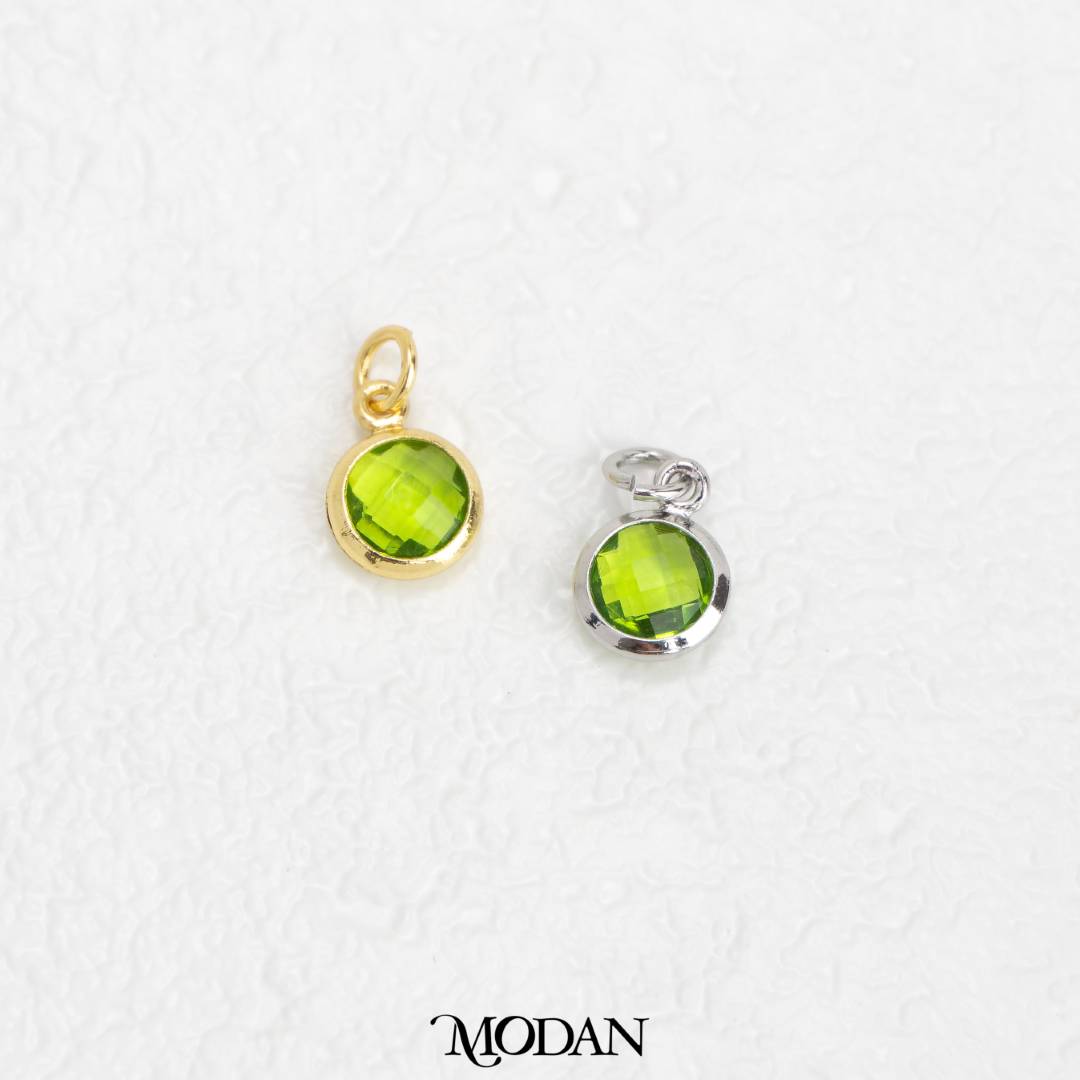 Faceted Birthstone Charm DIY Charm Liontin Bulat Bulan Lahir Warna Warni Hypoallergenic Gold Filled