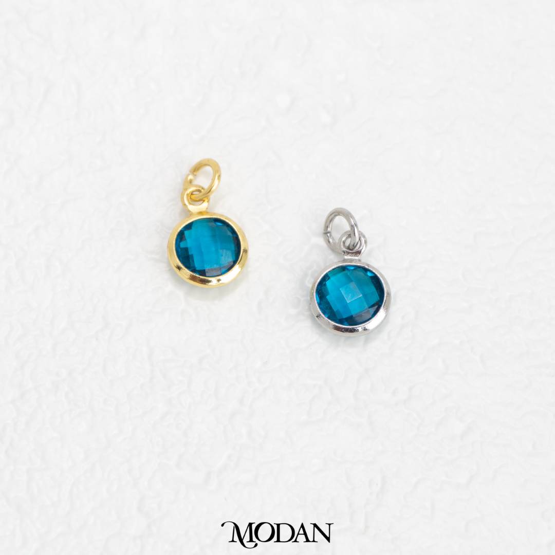 Faceted Birthstone Charm DIY Charm Liontin Bulat Bulan Lahir Warna Warni Hypoallergenic Gold Filled