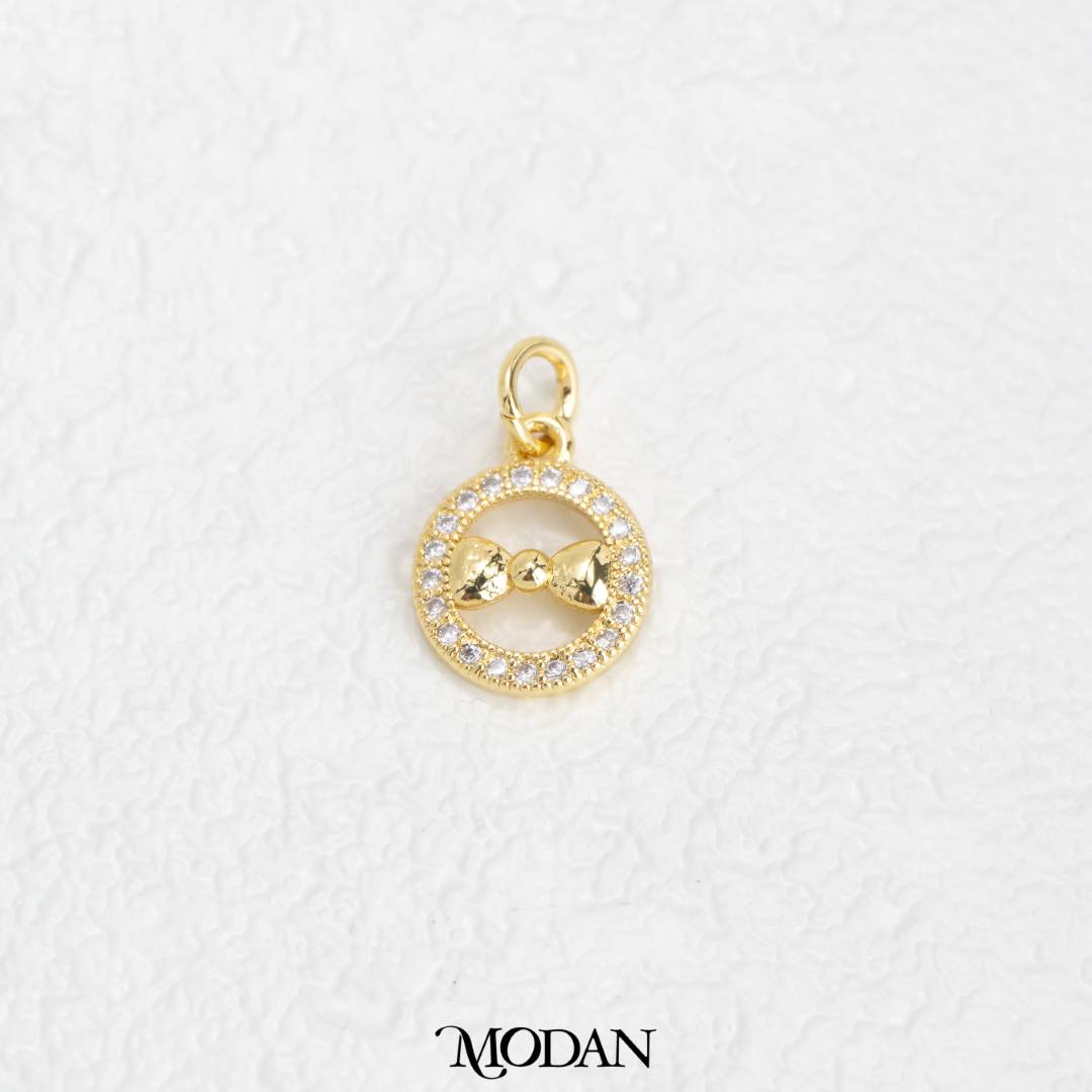 Mini Round Bow DIY Beads Charm Liontin Pita Bulat Hypoallergenic Gold Filled