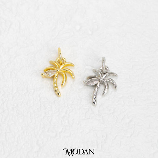 Mini Tropical Palm Tree Summer Charm DIY Charm Liontin Pohon Palm Hypoallergenic Gold Filled