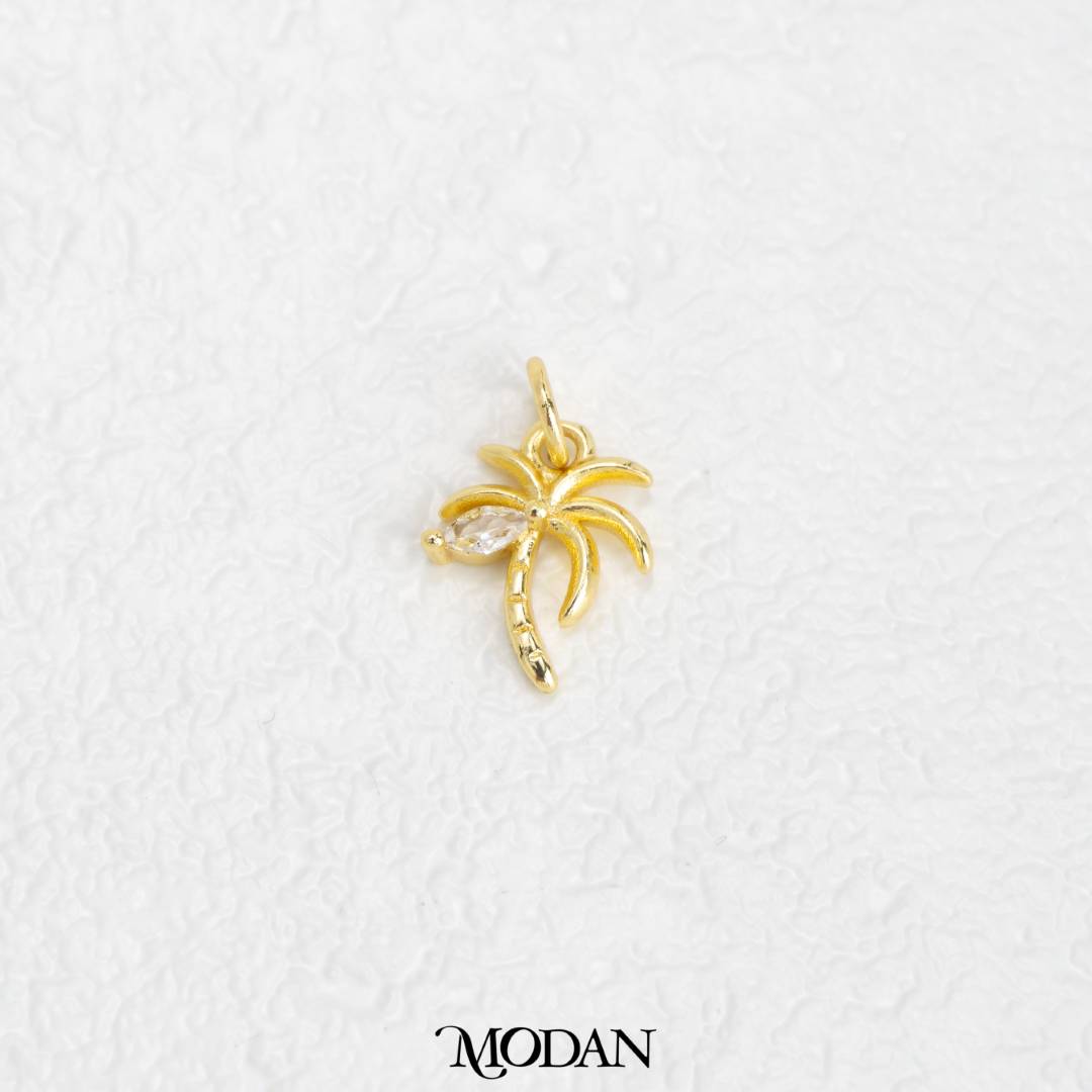 Mini Tropical Palm Tree Summer Charm DIY Charm Liontin Pohon Palm Hypoallergenic Gold Filled