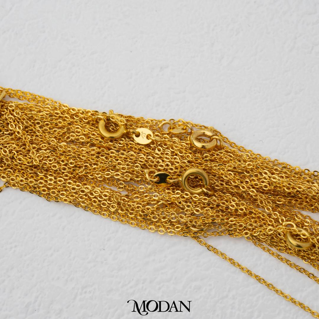 Dainty Plain Cable Chain DIY Rantai Kalung Polos Tipis Hypoallergenic Gold Plated