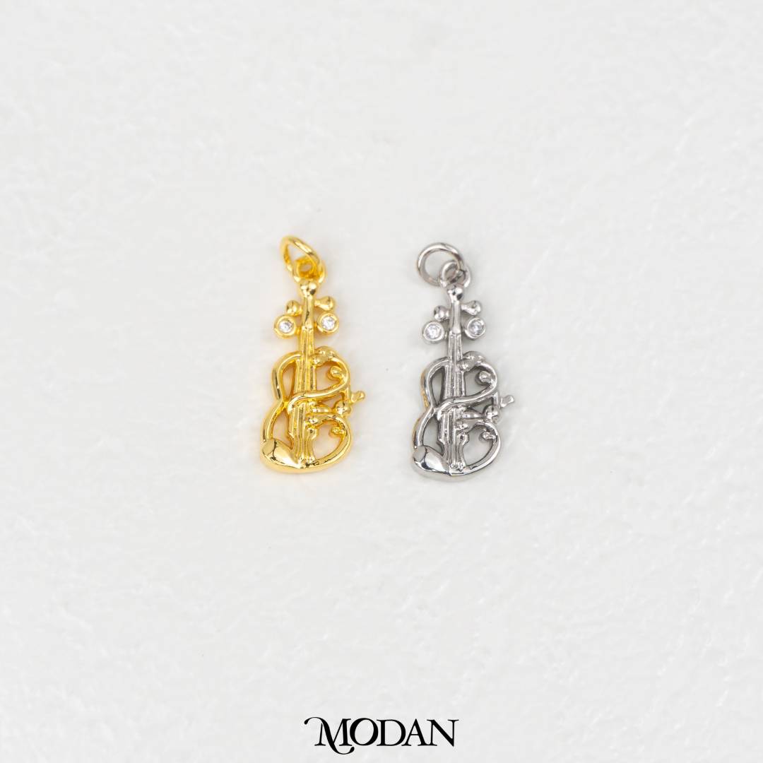 Violin Symphony Essentials Charm DIY Charm Liontin Alat Musik Biola Hypoallergenic Gold Filled