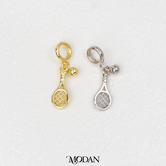 Sparkling Sport Racket Tennis Charm DIY Charm Liontin Raket Tenis Hypoallergenic Gold Filled