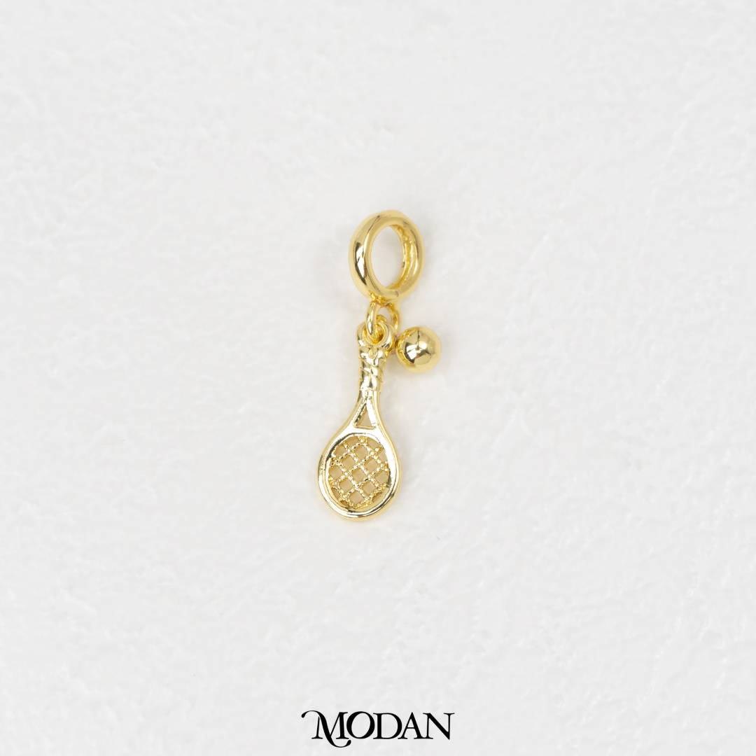 Sparkling Sport Racket Tennis Charm DIY Charm Liontin Raket Tenis Hypoallergenic Gold Filled