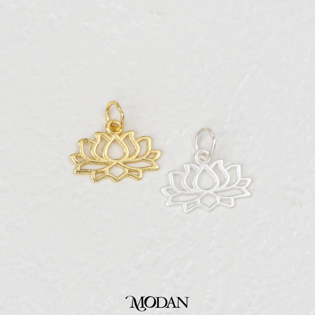 Blooming Lotus Charm DIY Charm Liontin Bunga Teratai Hypoallergenic S925